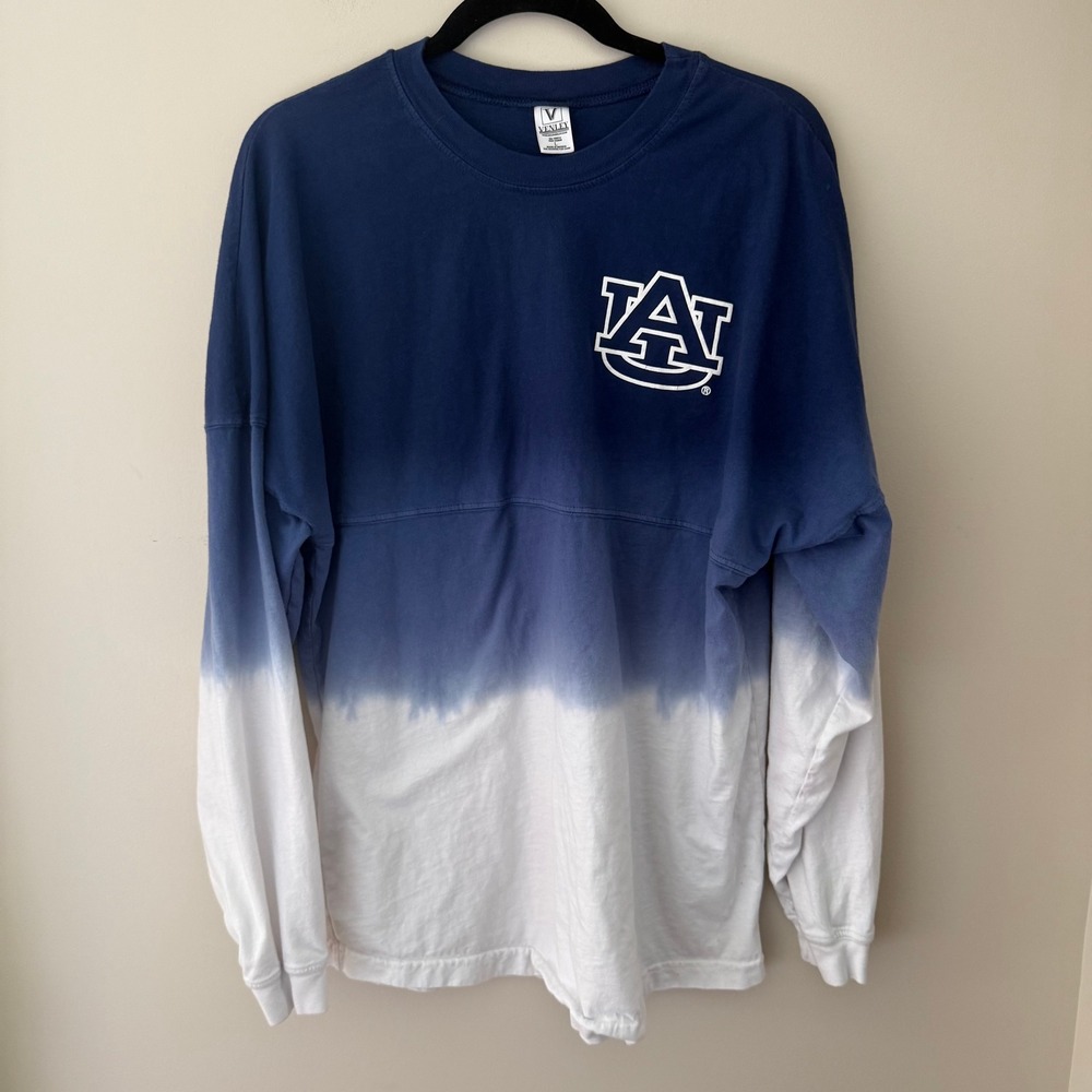 Venley Auburn University Ombre Spirit Jersey Long Sleeve Shirt Blue White L